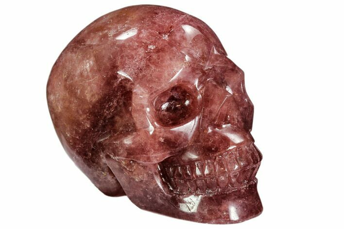 Carved, Strawberry Quartz Crystal Skull - Madagascar #108775